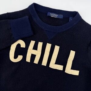 Scotch Soda Amsterdam Couture Kids CHILL Sweater Navy Blue 100% Wool Large